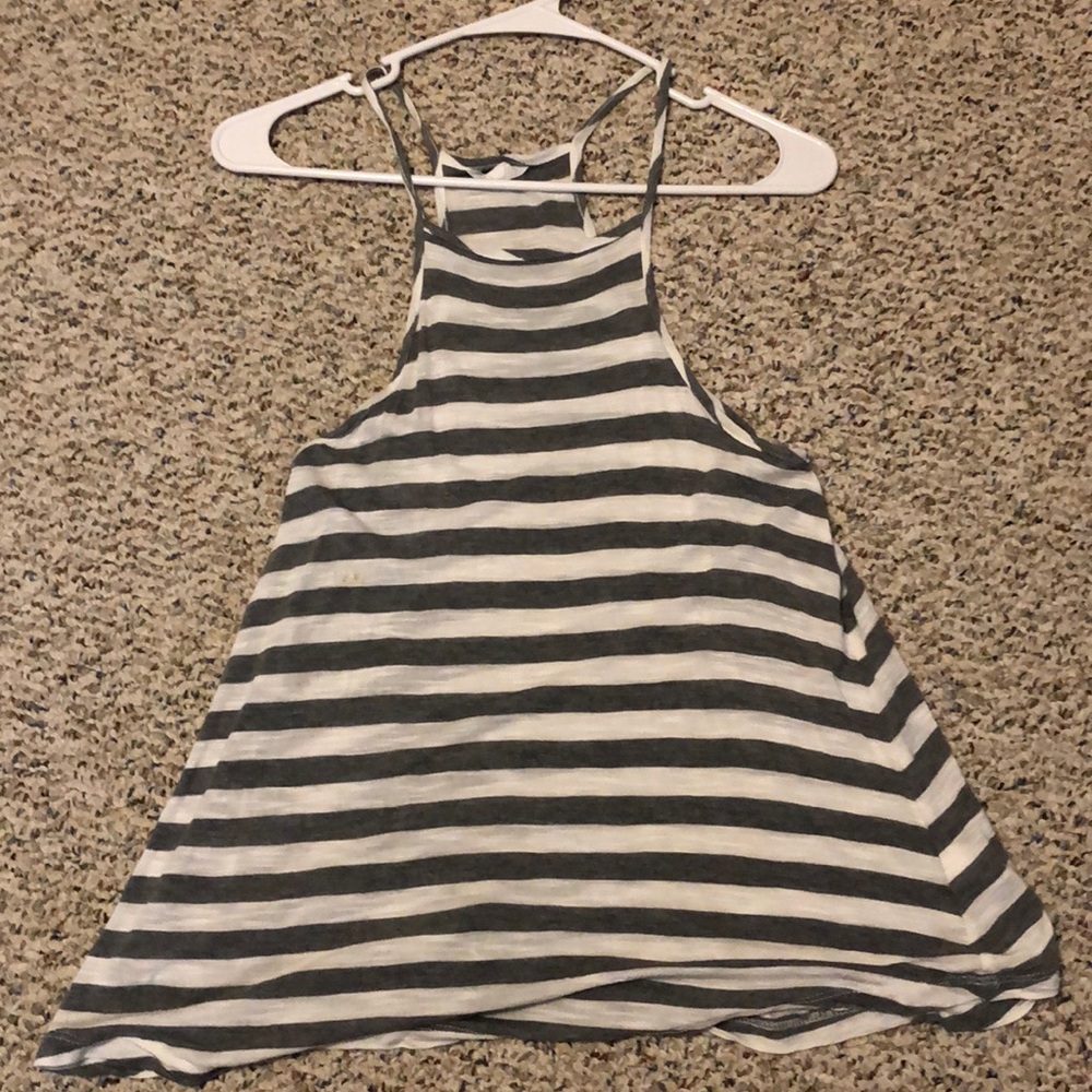 Grey and white striped tank top
